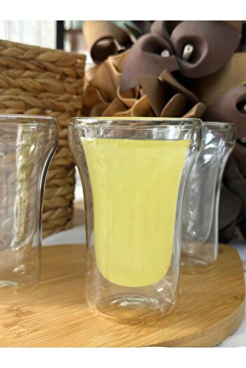 MD MİMOZA DEKOR Double Wall Soft Drink Glass 350ml - Single - Ice Latte / Lemonade / Water Glass