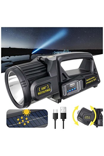 ZLH HITY 350000 Lumens Rechargeable LED Spotlight with 350° Rotating Head, 9 Modes, IPX6 Waterproof