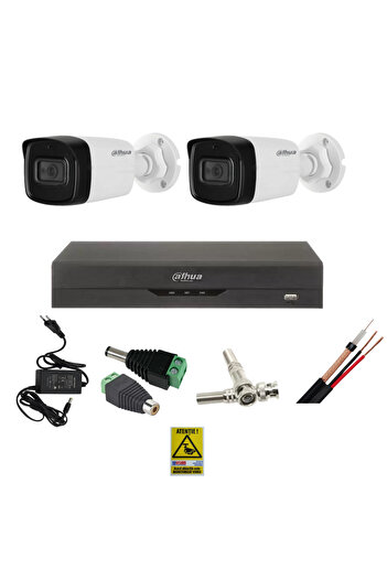 DAHUA Professional 2-camera surveillance system 8MP 4K Ultra HD, 80m IR, built-in microphone