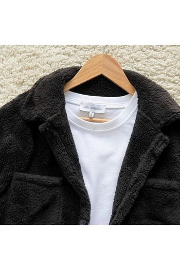 İnsane Minds Men's Pocket Detailed Plush Shirt and Tracksuit Combination, Top and Bottom