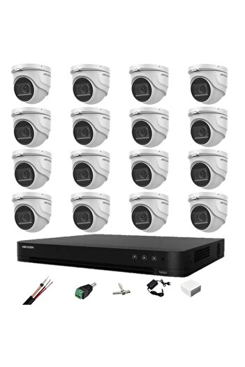 Hikvision Sistem de supraveghere interioară cu 16 camere, 8MP 4-în-1 2.8mm, IR 30m, DVR 4K cu 16 canale, montare