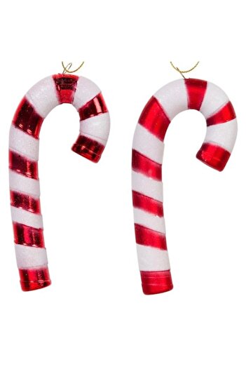 Merry Christmas Set of 4 Christmas tree ornaments, 14 cm, red/white candy canes