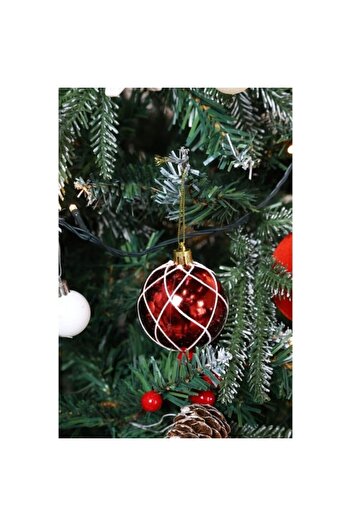 ANTBRO ® Set of 72 Christmas Baubles - star and tree-cone shapes, various finishes, plastic, white/r