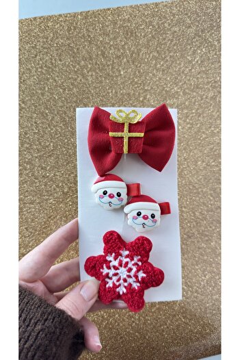 Toka Perisi Handmade Four-Piece Combination Red New Year Children's Teenager Gift Buckle Set (4 Buckles Are Ribbon-Covered)