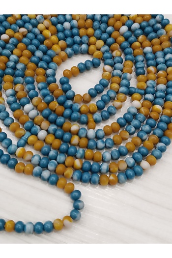 Bayraktar 500 Luxury Tesbi̇h (Prayer Beads) Blue-Mustard Color