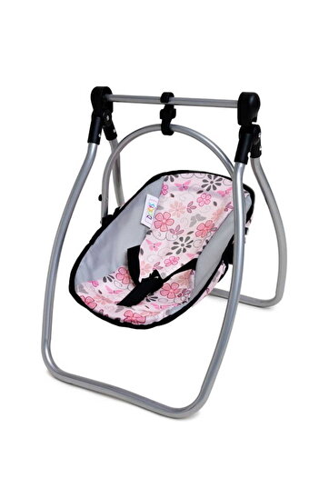 Doris Flowers doll chair with white dots, convertible into a swing, removable cover, p