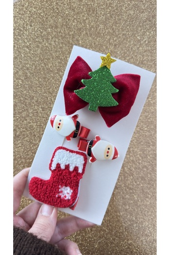 Toka Perisi Handmade Four-Piece Combination Red New Year Children's Teenager Gift Buckle Set (4 Buckles Are Ribbon-Covered)