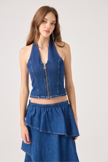 HOLLY LOLLY Halter Neck Kaela Jean Vest Blue