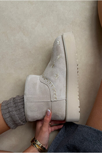 Mupa Shoes Women's Boots Beige Suede
