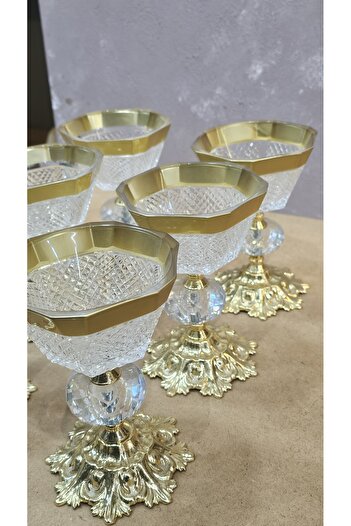 Keopsantique home 6-Piece Ice Cream Holder with Metal Legs and Hand-Decorated