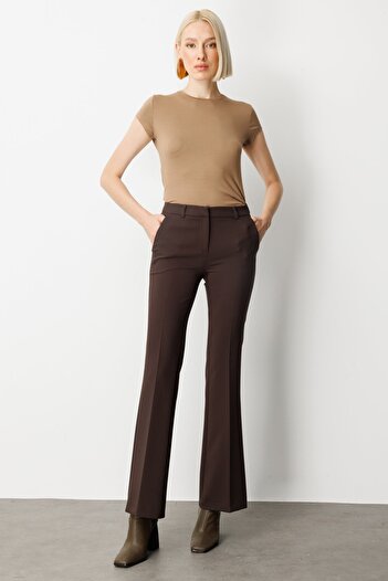 Ekol Women's Spanish Leg Side Pocket Trousers 5011 Brown