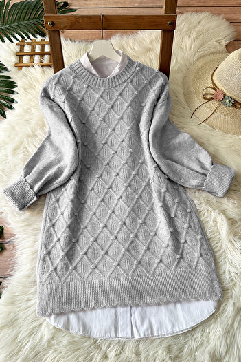 MODAQU Tomurcuk Yumoş Knitwear Sweater - Gray
