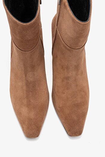 LuviShoes Elias Toprak Suede Genuine Leather Women's Block Heeled Boots