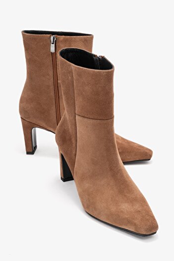 LuviShoes Elias Toprak Suede Genuine Leather Women's Block Heeled Boots