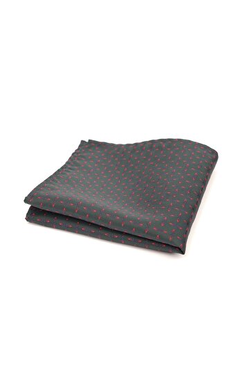 6AM Ceremony Grey pocket square with red dots print