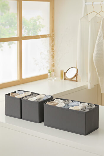 PH Prendi Home 3 Piece Drawer and Cabinet Organizer Box Set, Multi-Purpose Organizer