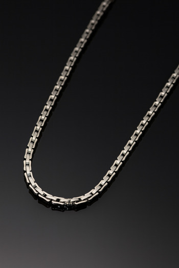 OSMANLI GÜMÜŞ Men's Steel Necklace - Thick Square King Chain Model Men's Necklace Shiny Appearance Design