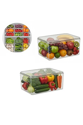 Köken Set of 2 Food storage boxex with lid, organizer for kitchen/office, BPA-free transparent plastic