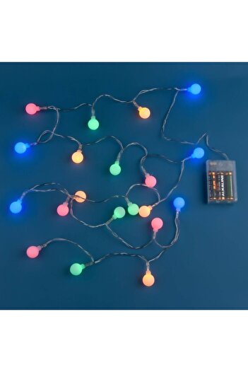 SHOPIENS Decorative Light String, 20 LED, Multicolor, Battery-Powered, Transparent Cable