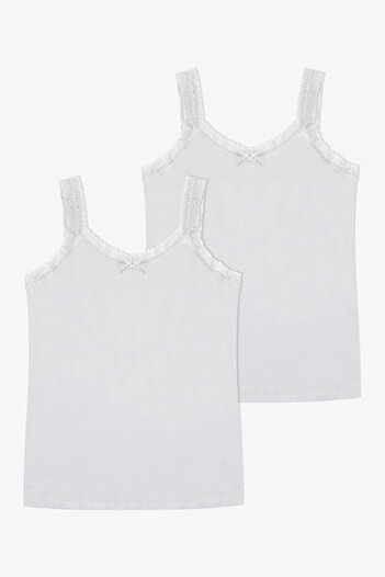 koza iç giyim Women's Cotton 2-Piece Sleeveless Lace Wide Strap Tank Top