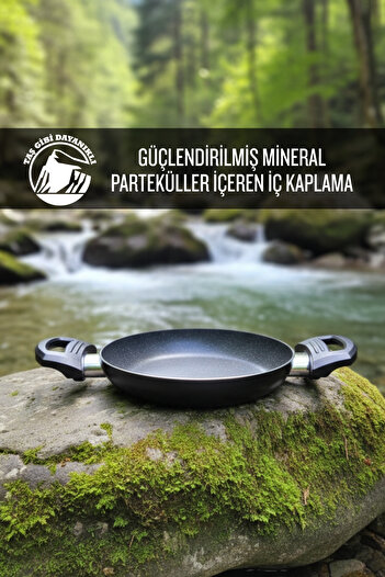 ELDİPA 18 cm Reinforced Mineral Particulate Sahan Pan – Fireproof Non-Stick with Ergonomic Handle