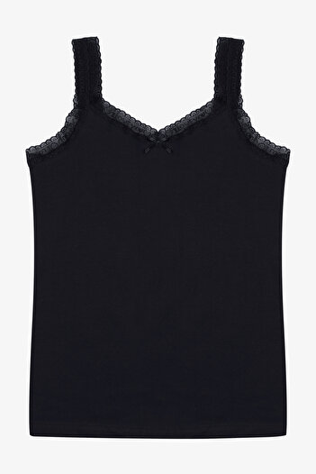 koza iç giyim Women's Cotton 2-Piece Sleeveless Lace Wide Strap Tank Top