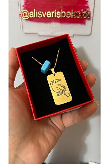 Bymiel Rectangular Necklace with Steel Tucan Bird Symbol and Number Sequence