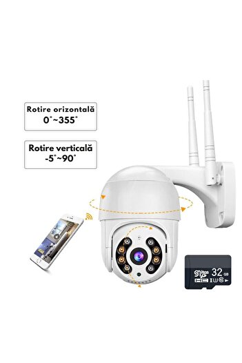 DeVeghe Cameră de supraveghere Wi-Fi S10 Eye 4MP + card de memorie de 32 GB