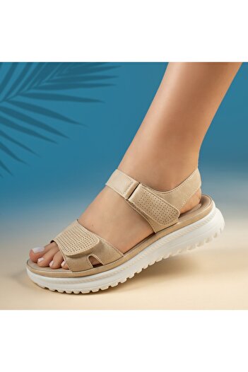 BMoD Women's beige platform sandals with velcro MOD13586