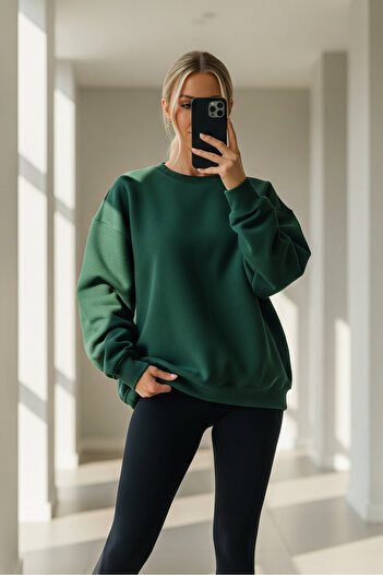 MAXIMILLIAN Women's Oversize Winter Casual Green Sweatshirt