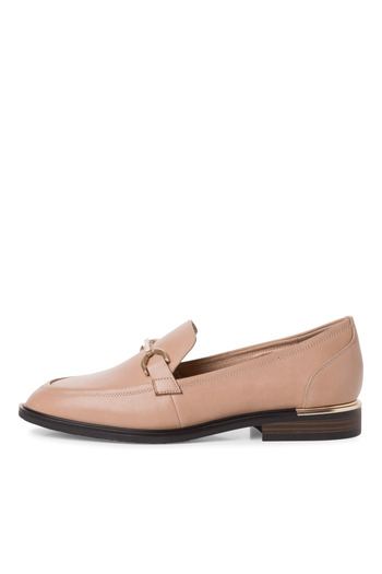 Tamaris mocasini bej cu accesoriu auriu