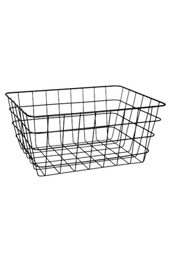 SHOPIENS Metal Wire Storage Basket, Black, 32x24x15 cm
