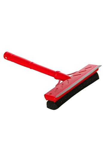 SHOPIENS Window Squeegee with Sponge, Plastic, 35 cm, Sponge 22 cm, Red