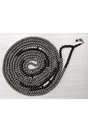 Bayraktar 500 Luxury Prayer Beads Black Color Embroidered Black Mixed Sequence