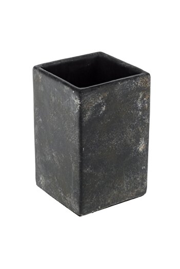 SHOPIENS Toothbrush Holder, Vintage Cement, Black, 7x7x11 cm - MYONNA