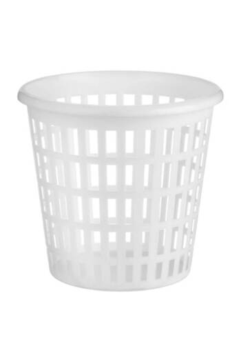 SHOPIENS Office Trash Bin, White Plastic, Ø15 cm x H14.5 cm