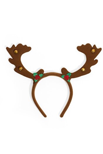 SHOPIENS Christmas Headband - Reindeer Antlers with Bells, Brown (MYONNA)