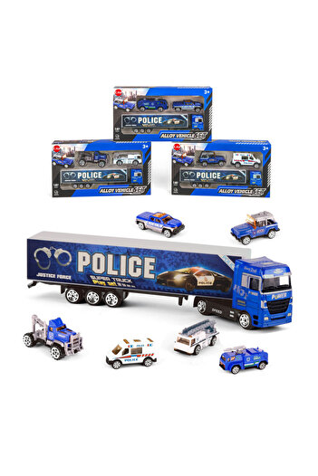 TSUMAB Police Alloy Vehicle Super Truck Play Set – 7 Pieces