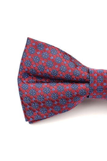 6AM Ceremony Elegant red bow tie with blue floral print