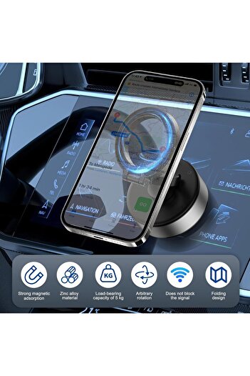 Generic Electric Vacuum Magnetic Suction Phone Mount, 360 Rotatable Car Magnetic Phone Holder (Silver Upgrad
