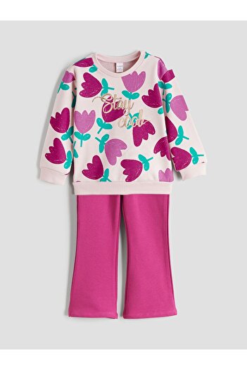 LC Waikiki Lcw Kids Printed Girls' Sweatshirt and Leggings Pants 2-Piece