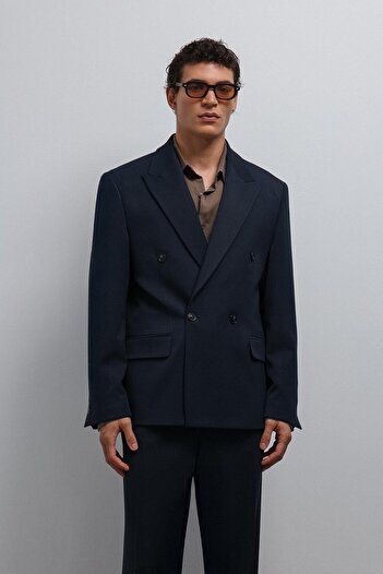Antioch Navy Blue Relax Fit Double Breasted Men's Blazer Jacket
