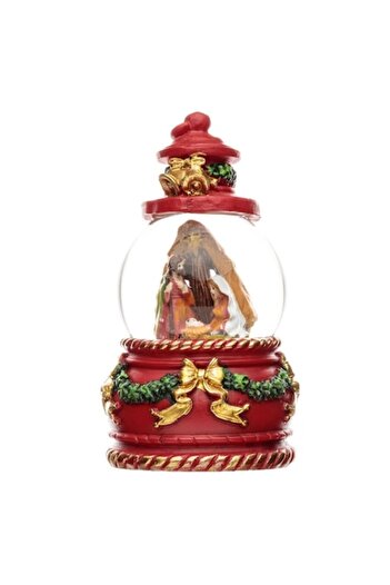 SHOPIENS Christmas Liquid Globe - Lantern Nativity of Jesus, Red Glass, Ø4.5cm x H9cm