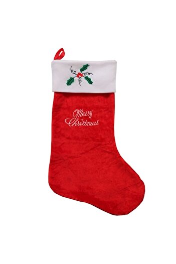 SHOPIENS Velvet Christmas Stocking, 71 x 43 cm, 100% Polyester, Red