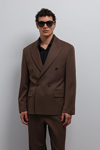 Antioch Brown Relax Fit Double Breasted Men's Blazer Jacket