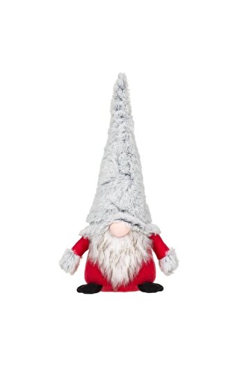 SHOPIENS Christmas Gnome Figurine, 30 cm, Grey Hat, Red Coat, Polyester