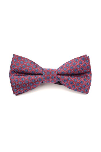 6AM Ceremony Elegant red bow tie with blue floral print