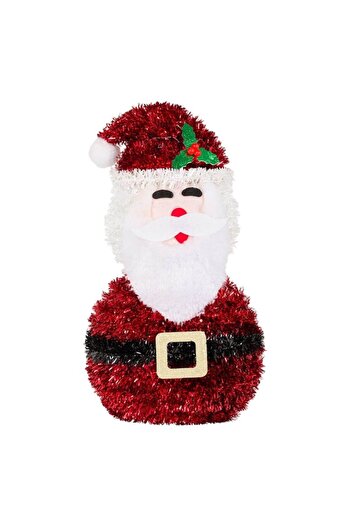 SHOPIENS Decorative Santa Claus Figurine, Plastic, Red Tinsel, 27 cm