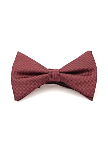 6AM Ceremony Burgundy pre-tied bow tie with micro-square silk texture