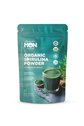 HON FOODS Organic Spirulina Powder, USDA Certified, 100 gm